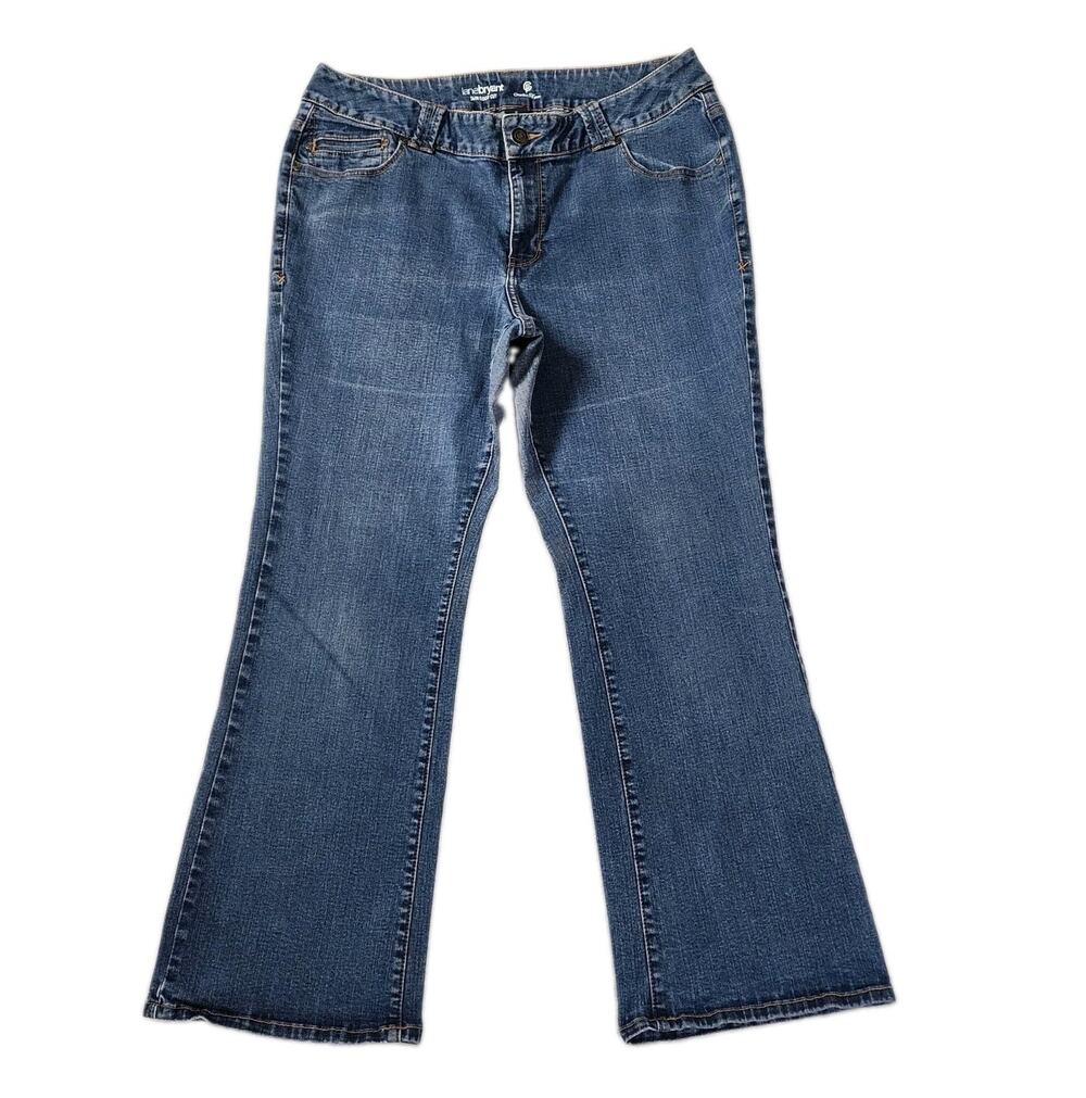 Lane Bryant Slim Boot Jeans Medium Wash Blue Denim High Rise Womens Sz 18 Petite